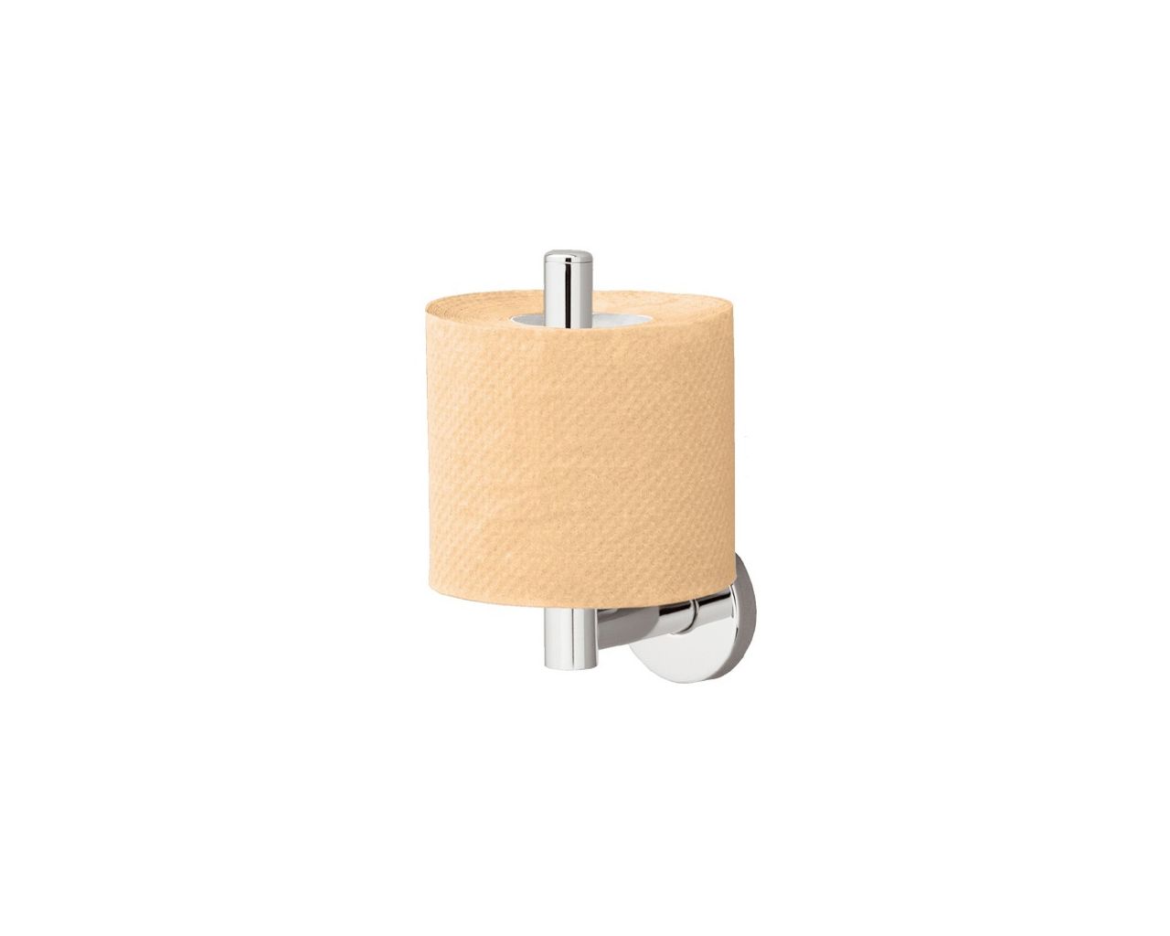 Upright holder for extra toilet roll, made of chrome plated brass (polished version)