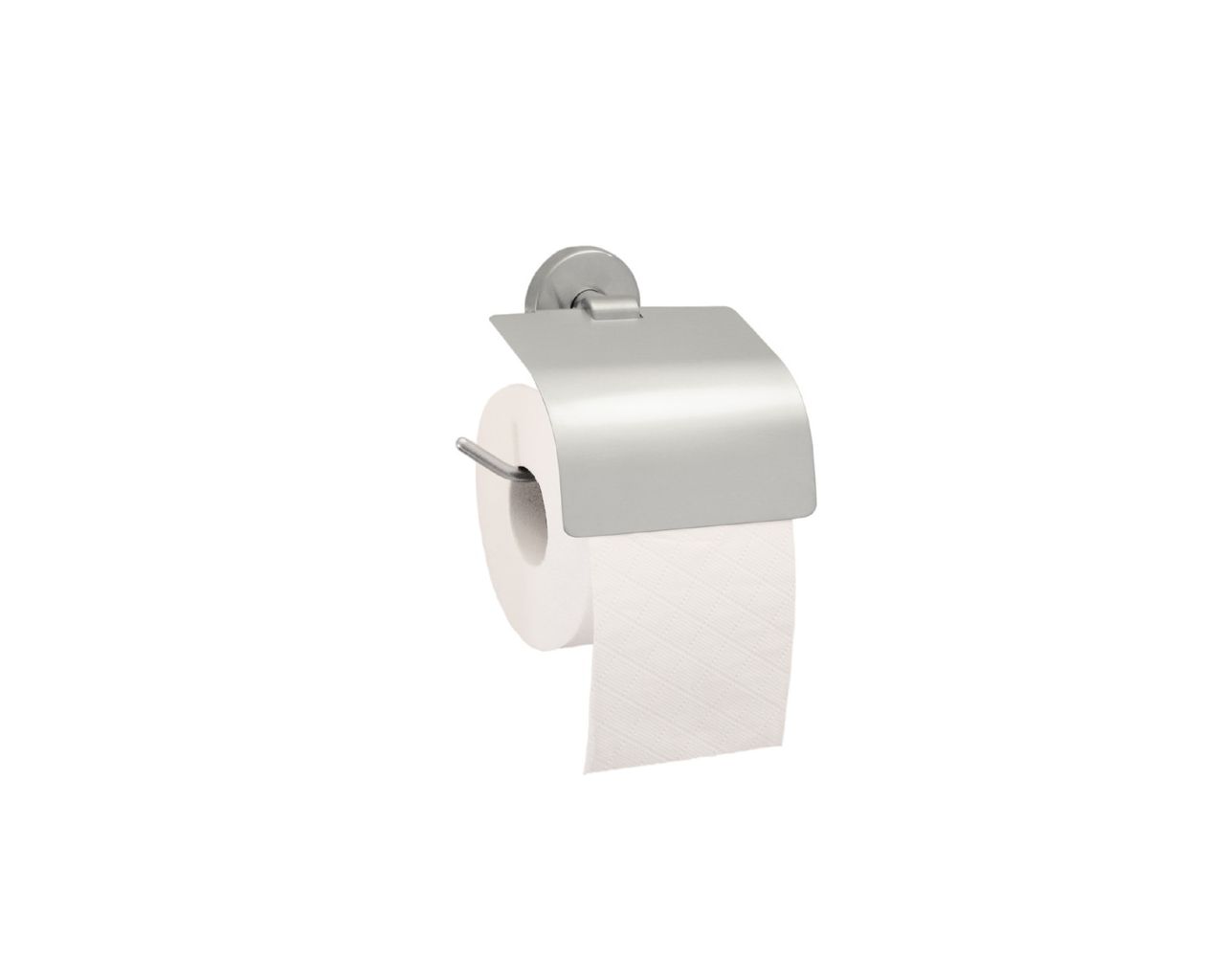 Toilet roll holder with cover, made of chrome plated brass (satin version)