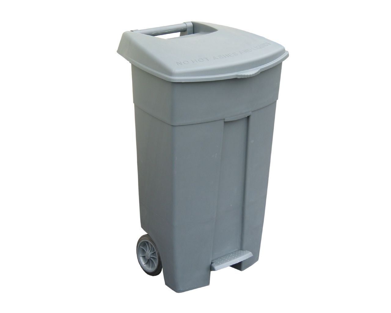 Two wheeled waste container with foot lever, capacity 120 l (grey)