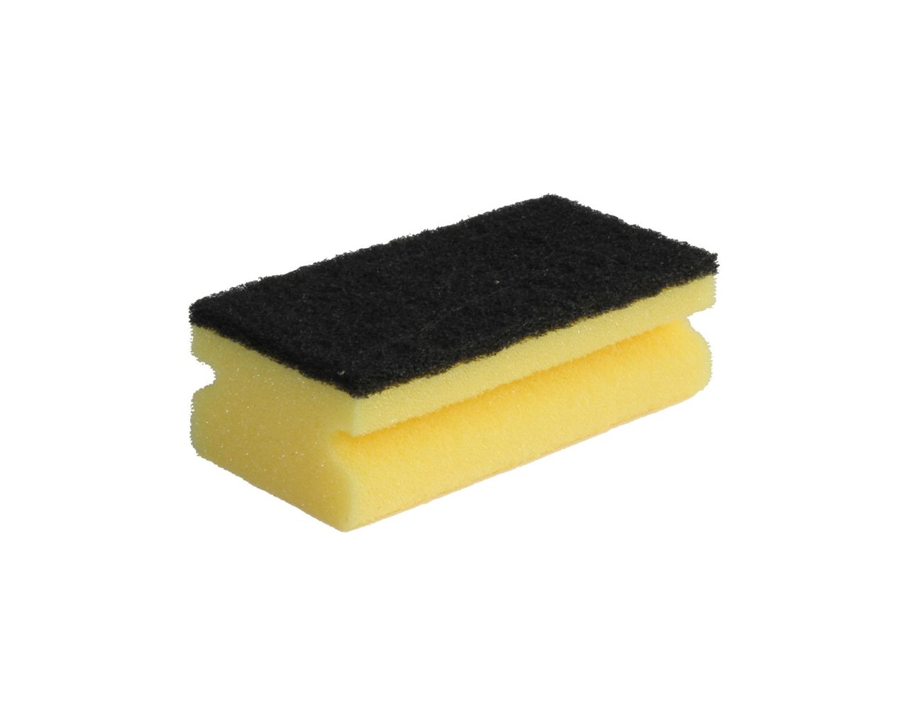 Easy grip foam backed scourer for professional use on hard surfaces,        10 pcs. / package (yellow with black scouring surface)