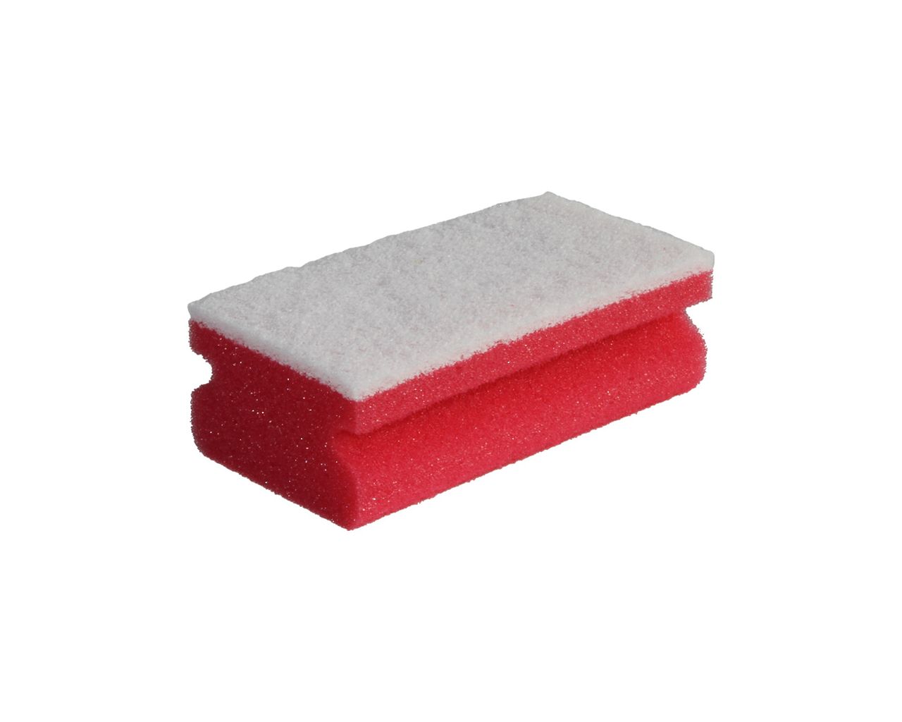 Easy grip foam backed scourer for non scratch cleaning of sensitive surfaces, 10 pcs. / package (red with white scouring surface)