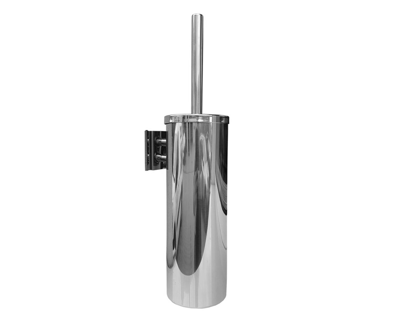 Tube hanging toilet brush with lid, polished steel