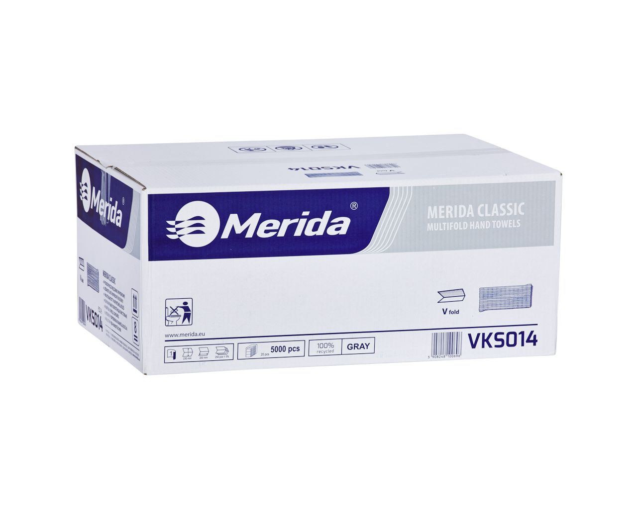 MERIDA CLASSIC interleaved paper towels, grey, recycled paper, 1-ply, 5000 pcs. / carton (20 pack. of 250 pcs.) (PZ14)