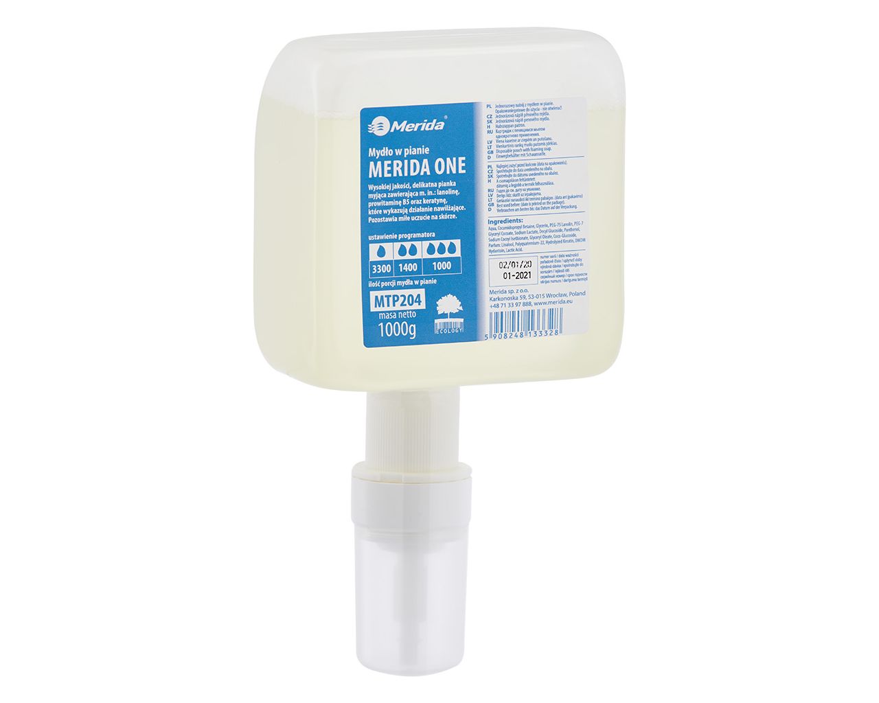 MERIDA ONE - foam soap, disposable cartridge with foaming pump 1000 g