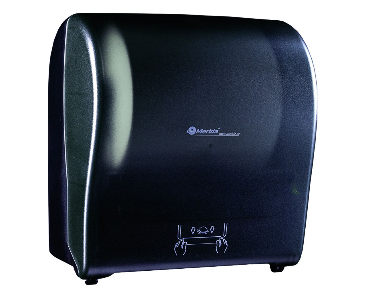 MERIDA SOLID CUT mechanical, touchless roll towel dispenser, maximum roll diameter: 19,5 cm, made of top quality abs (transparent black)