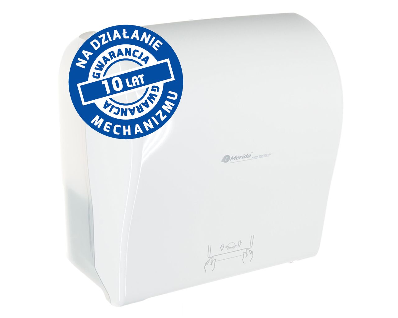 MERIDA SOLID CUT mechanical roll towel dispenser merida solid cut white with high gloss finish