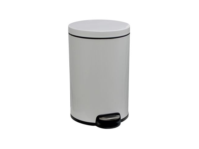 SILENT SERENE - round pedal bin made of stainless steel, capacity 20 l (white)