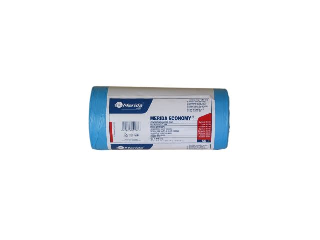 MERIDA ECONOMY - disposable waste bags hdpe, 70l capacity, 60 x 90cm, blue, 50 pcs. / roll