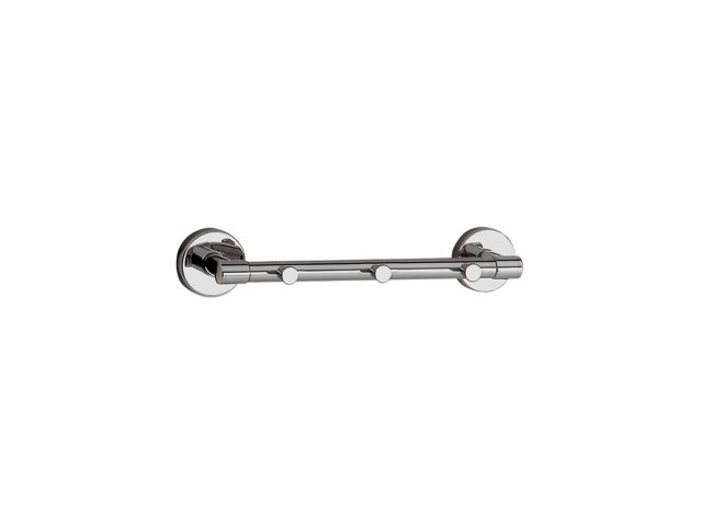 Wall-mounted towel rail with 3 hooks 200 mm, made of chromium-plated brass (polished version)