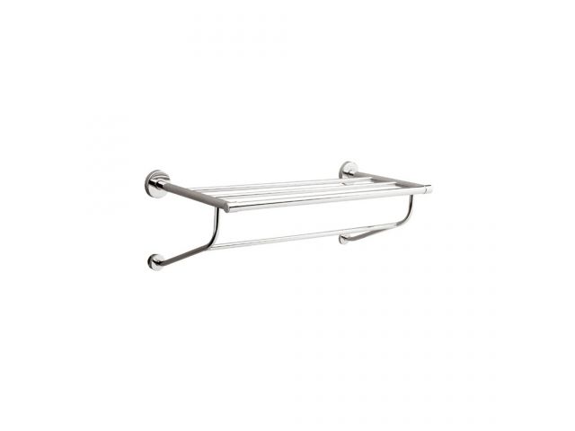Wall-mounted shelf with towel rail 500 mm, made of chromium-plated brass (polished version)