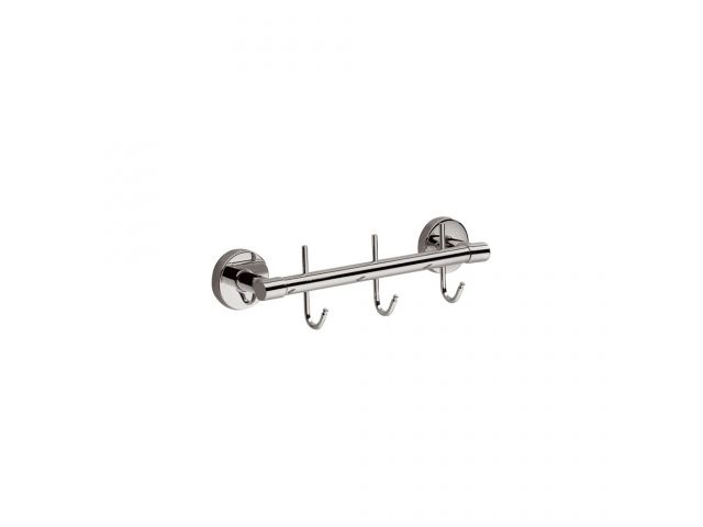 Wall-mounted towel rail with 3 hooks 200 mm, made of chromium-plated brass (polished version)