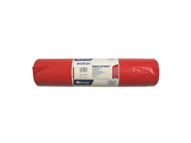 MERIDA OPTIMUM - disposable waste bags, 120l capacity, 70 x 110cm, red, 50 pcs. / roll