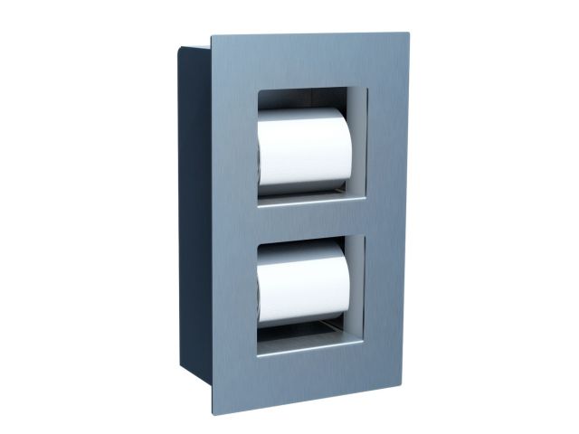 Recessed paper tissue dispenser for 2 paper rolls dragon
