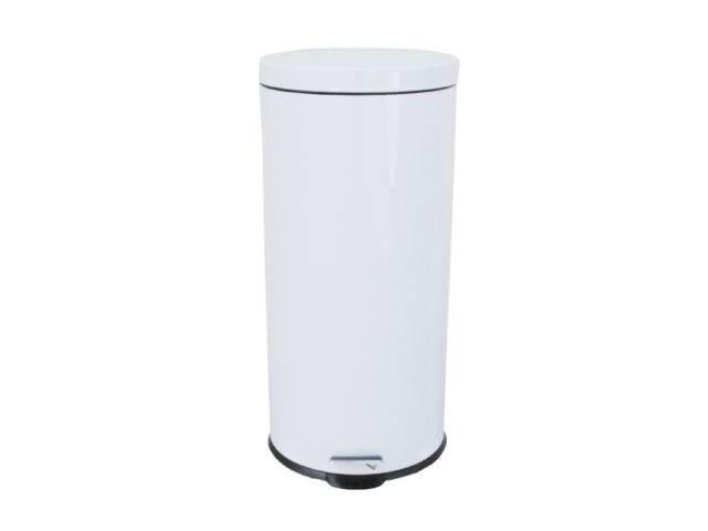 KLASIK - round pedal bin made of stainless steel, capacity 30 l (white)