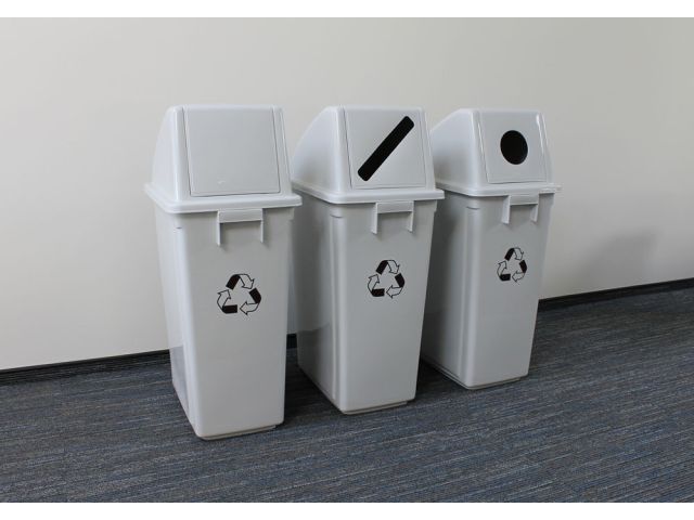 Plastic bin for waste segregation, with interchangeable lid in 3 variants, capacity 60l (grey)