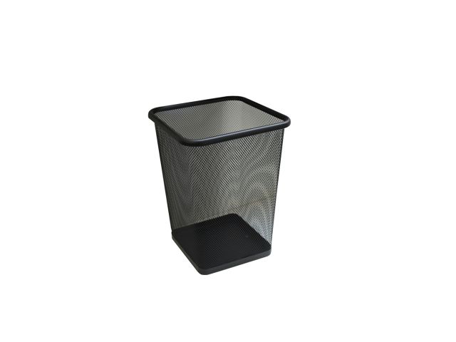 Steel mesh waste basket, square shaped, capacity 10 l (black)