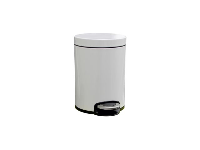 SILENT SERENE - round pedal bin made of stainless steel, capacity 5 l (white)