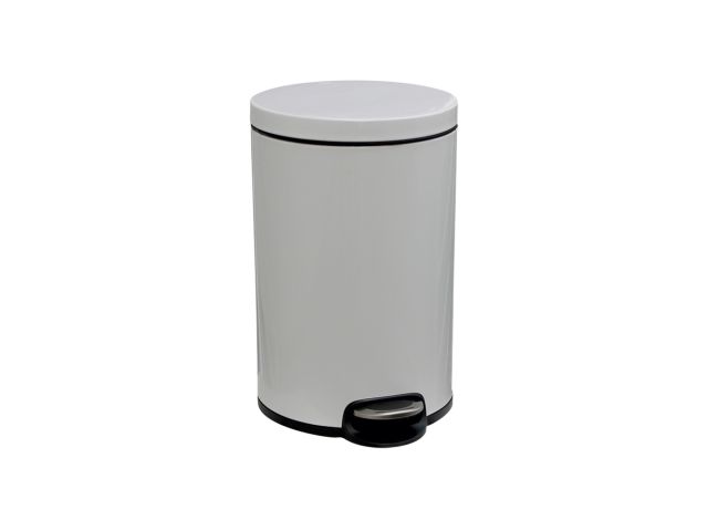 SILENT SERENE - round pedal bin made of stainless steel, capacity 12 l (white)