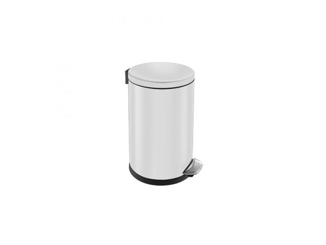 TOP SILENT LUNA - round pedal bin made of stainless steel, capacity 8l (white)
