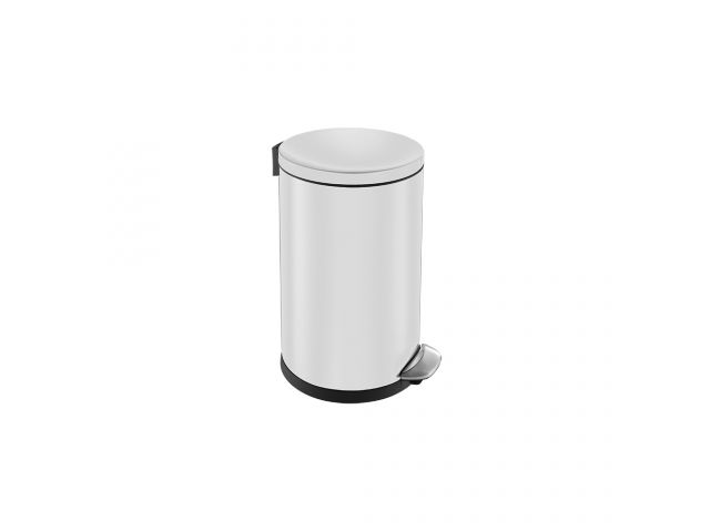 TOP SILENT LUNA - round pedal bin made of stainless steel, capacity 12 l (white)