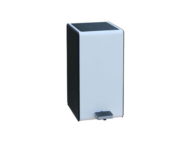 Rectangular pedal bin made of stainless steel, capacity 7 l (white)