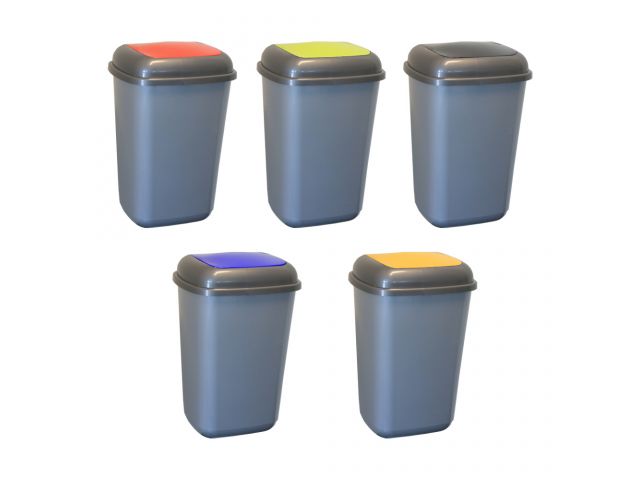 Quatro recycling bin made of top quality plastic, with interchangeable lid in 5 color variants, capacity 45l (grey)