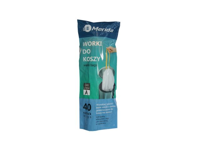 MERIDA TOP - scented disposable waste bags, 3-6l white with drawstring, 40 pcs. / roll