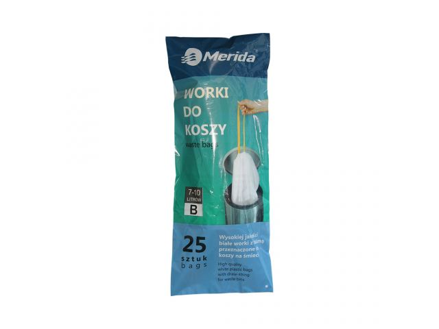 MERIDA TOP - scented disposable waste bags, 7-10l white with drawstring, 25 pcs. / roll