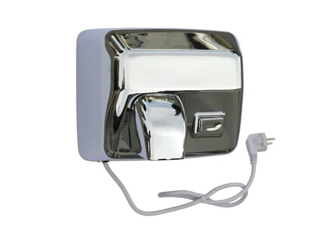 STARFLOW PLUS bright steel hand dryer with a push button