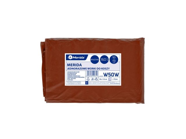 MERIDA disposable waste bags LDPE, 160 l capacity, 90 x 110 cm, brown, 10 pcs. / package