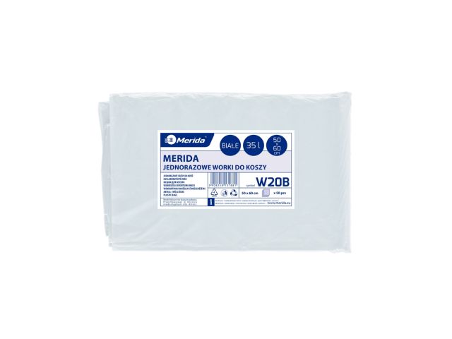 MERIDA Disposable waste bags ldpe, 35l capacity, 50 x 60cm, black, 50 pcs. / package