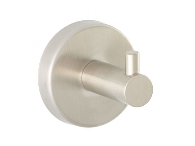 Single robe hook, made of chromium-plated brass, brushed version