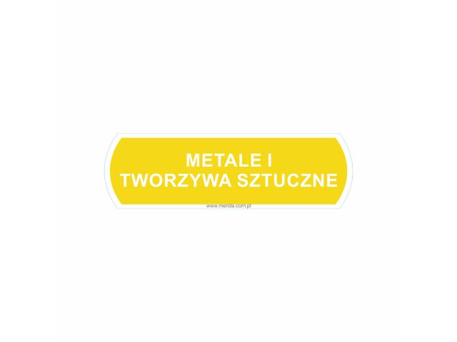 Sticker for waste segregation - METALE I TWORZYWA SZTUCZNE for metal and plastic, large, dimensions 14.5 x 4.4 cm