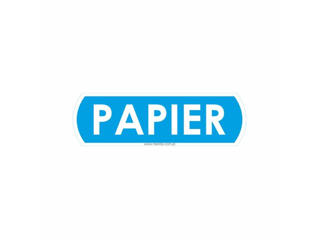 Sticker for waste segregation - PAPIER for paper, large, dimensions 14.5 x 4.4 cm