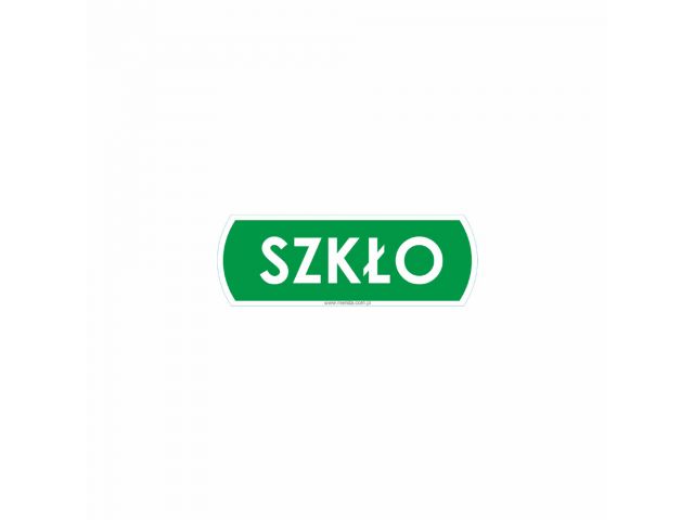 Sticker for waste segregation - SZKŁO for glass, small, dimensions 10 x 3.5 cm