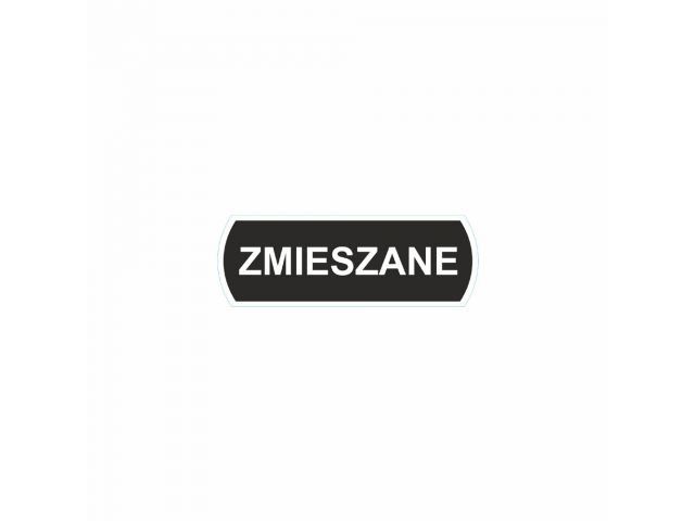 Sticker for waste segregation - ZMIESZANE for general waste, small, dimensions 10 x 3.5 cm