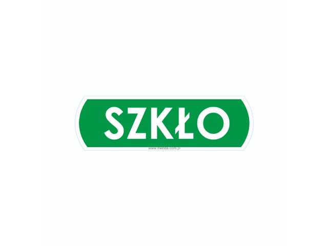 Sticker for waste segregation - SZKŁO for glass, large, dimensions 14.5 x 4.4 cm