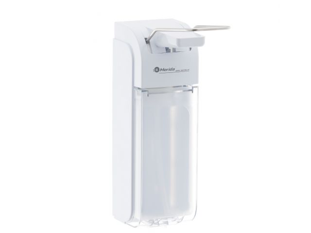 Disinfectant dispenser 1000 ml made of top quality ABS (white with stainless steel elbow lever)