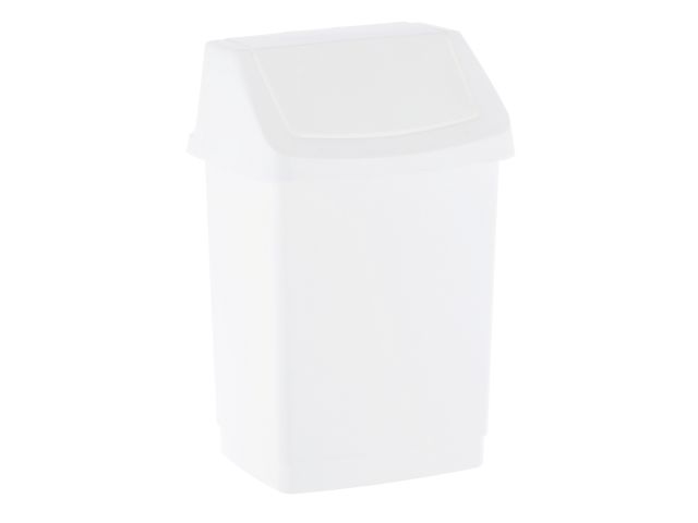 Plastic swing top bin, capacity 15 l (white)