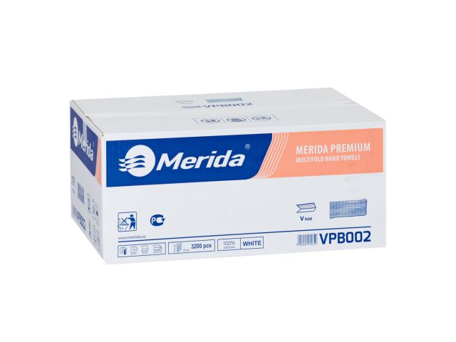 MERIDA PREMIUM interleaved paper towels, 2 -ply, 3200 pcs./ carton, white with blue embossing