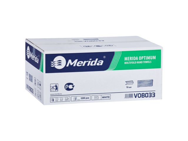 MERIDA OPTIMUM interleaved paper towels, white, recycled paper, 2-ply, 3200 pcs. / carton (20 pack. of 160 pcs.) (PZ33)