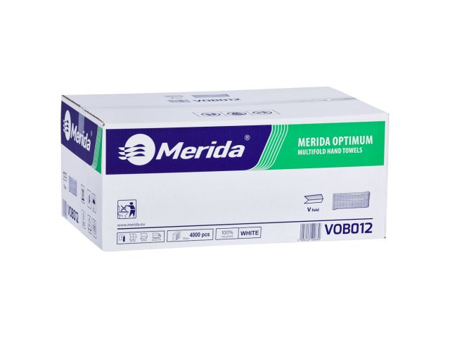 MERIDA OPTIMUM interleaved paper towels, white, recycled paper, 1-ply, 4000 pcs. / carton (20 pack. of 200 pcs.) (PZ12)