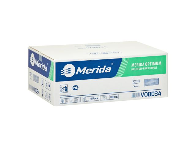 MERIDA OPTIMUM - interleaved paper towels, white, 2-ply, 3200 pcs. / carton