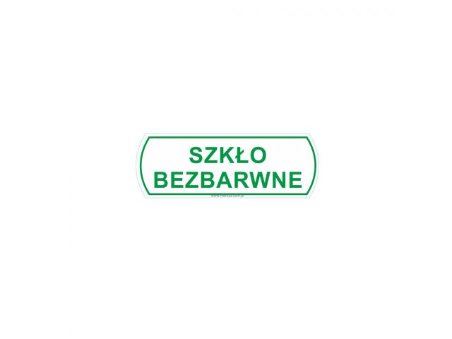 Sticker for waste segregation - SZKŁO BEZBARWNE for transparent glass, small, dimensions 10 x 3.5 cm