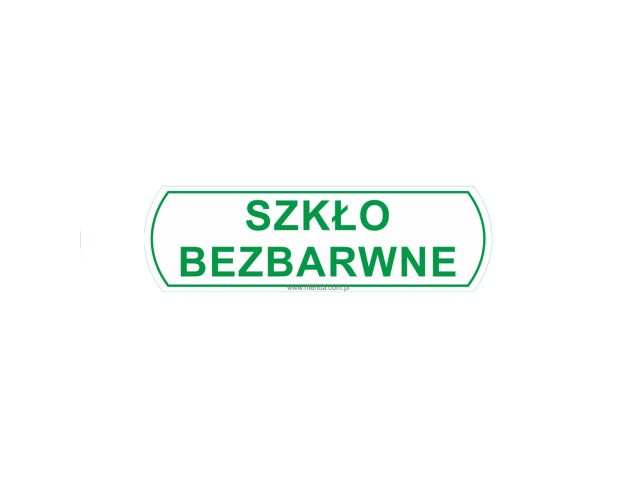 Sticker for waste segregation - SZKŁO BEZBARWNE for transparent glass, large, dimensions 14.5 x 4.4 cm