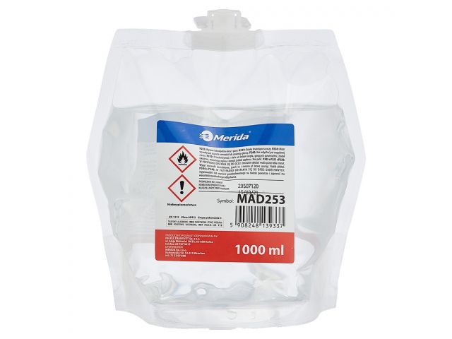 MERIDA POLANA DDR + liquid hand disinfectant, 1000 ml disposable pouch for: DTR401, DSM406, DSP406 spray dispenser