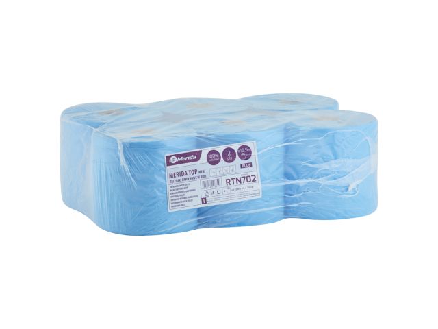 MERIDA TOP CENTER PULL ECO BLUE MINI paper towel in roll, 2-ply, diameter 16.5 cm, 122 m, (6 pcs / pack.)