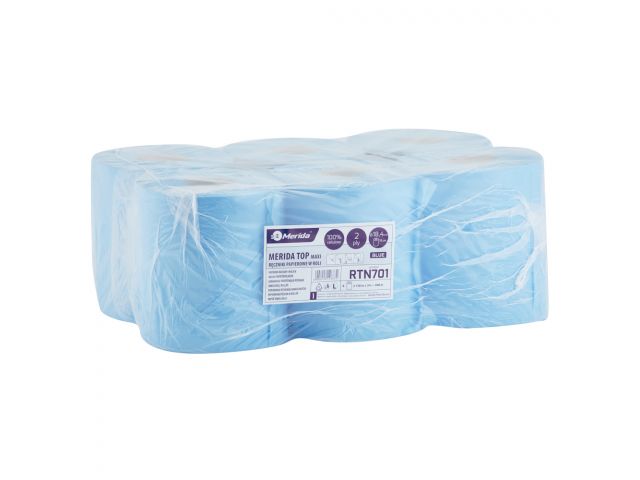 MERIDA TOP CENTER PULL MAXI paper towel in roll, blue, 2-ply, diameter 18.4 cm, 158 m, (6 pcs / pack.)