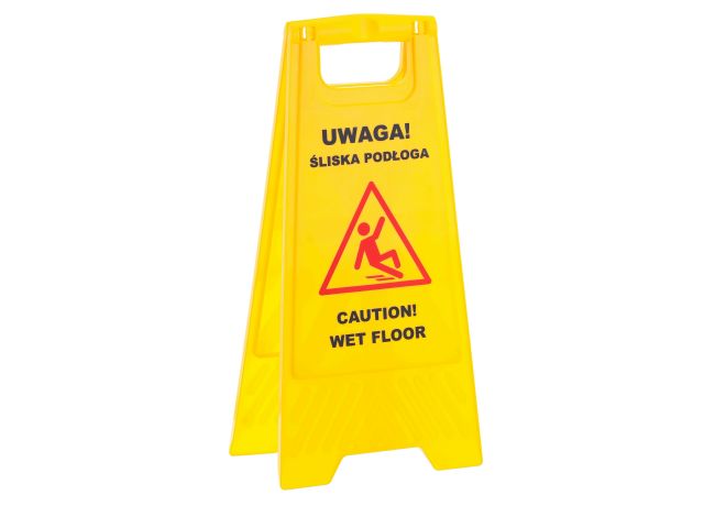 Wet floor sign 'Uwaga! Śliska podłoga' (Polish)