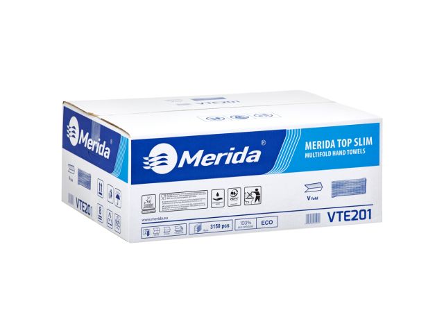Ręczniki papierowe MERIDA TOP SLIM, białe, dwuwarstwowe, 3150 szt.